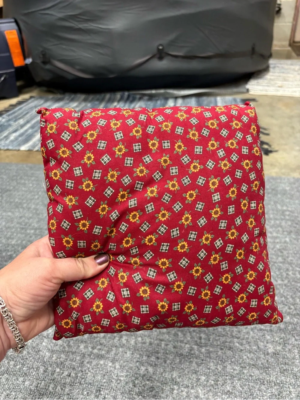 Red Patchwork Heart Holiday Accent Pillow